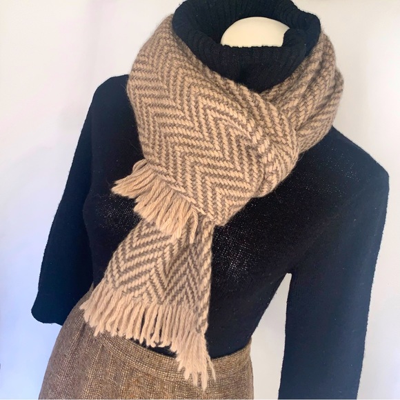 i r i s h :: John Branigan Earthy Irish Long Herringbone Wool Knit Scarf - Picture 10 of 10